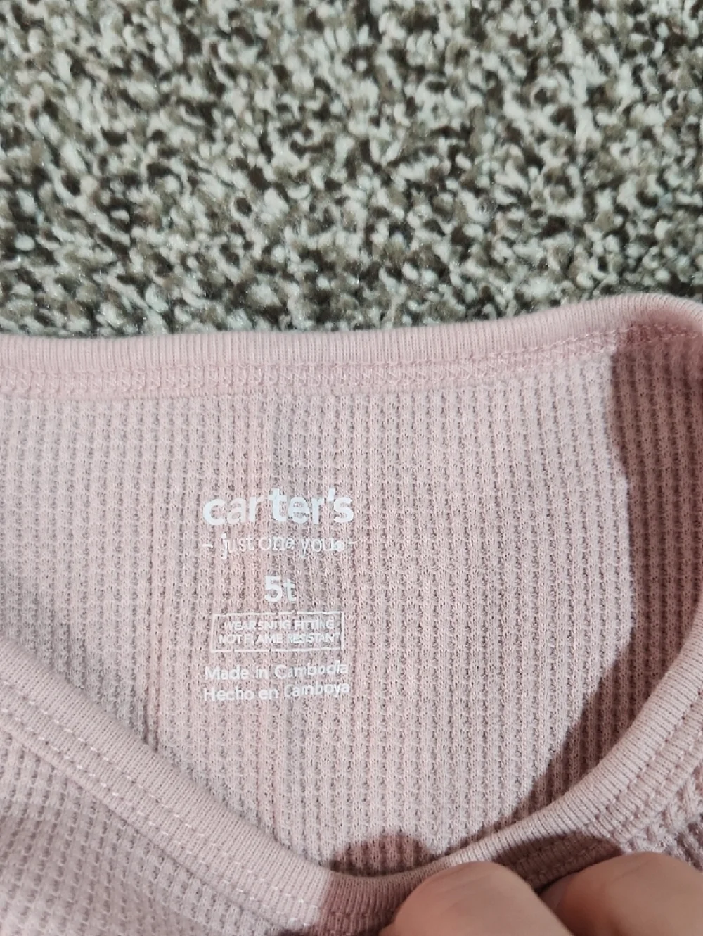 Carter's Girls Ribbed Long Sleeve Pajama Set in Light Pink